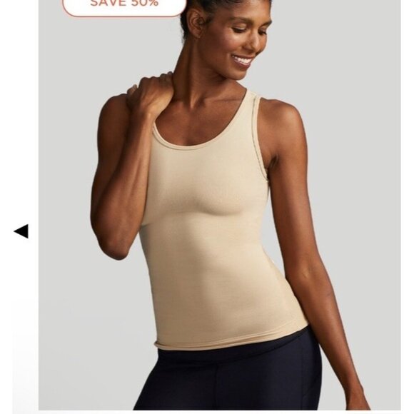 Tommie Copper Tank Women's XL Beige Lower Back Support Top NWOT Active Outdoor - Picture 1 of 8